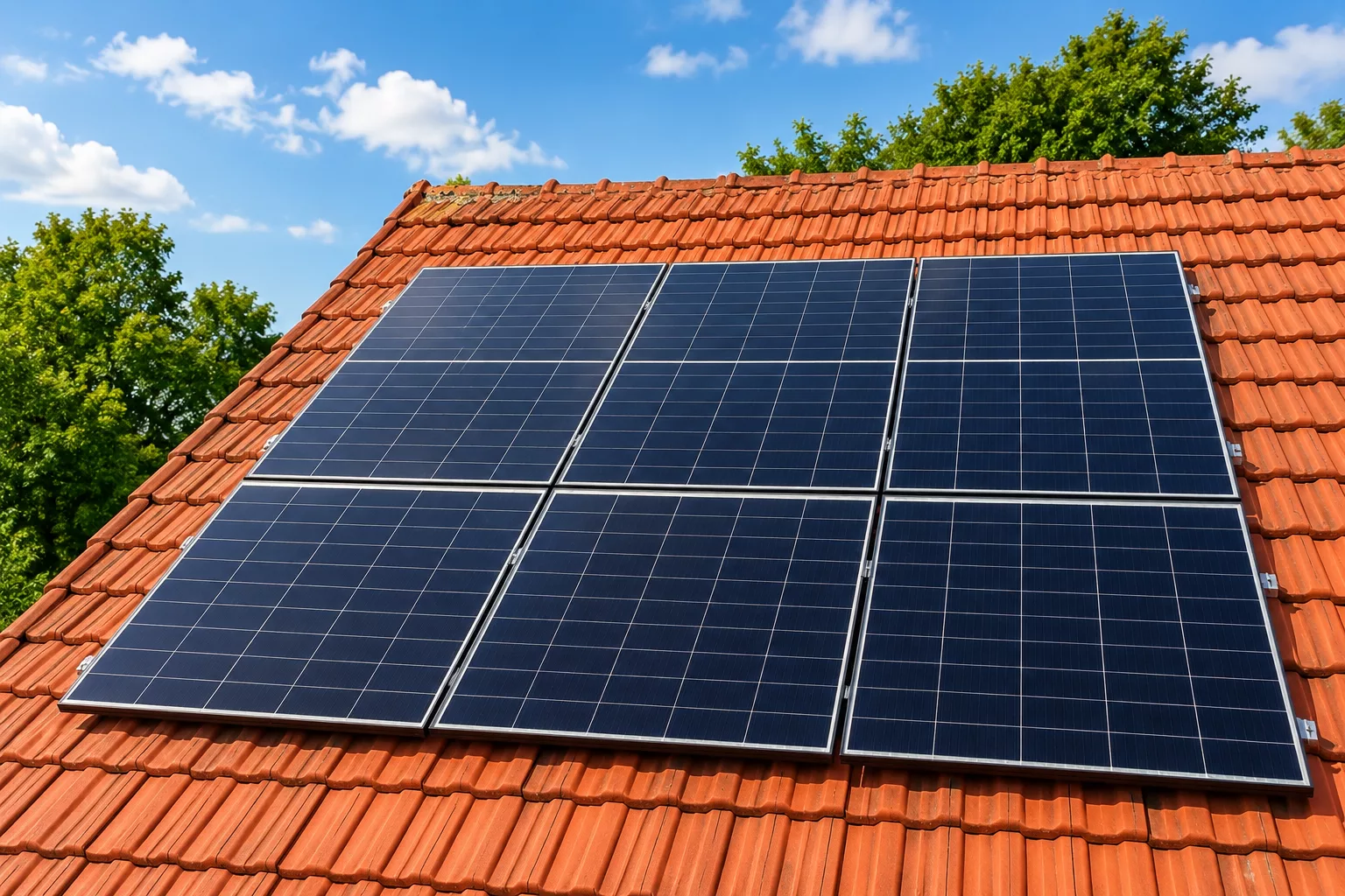 Montierte Doppelglas PV-Module auf einem Dach in Ziemetshausen mit Hybrid-Wechselrichter, Heimspeicher, Ersatzstrombox und Hems im Keller als auch Wallbox in der Garage.