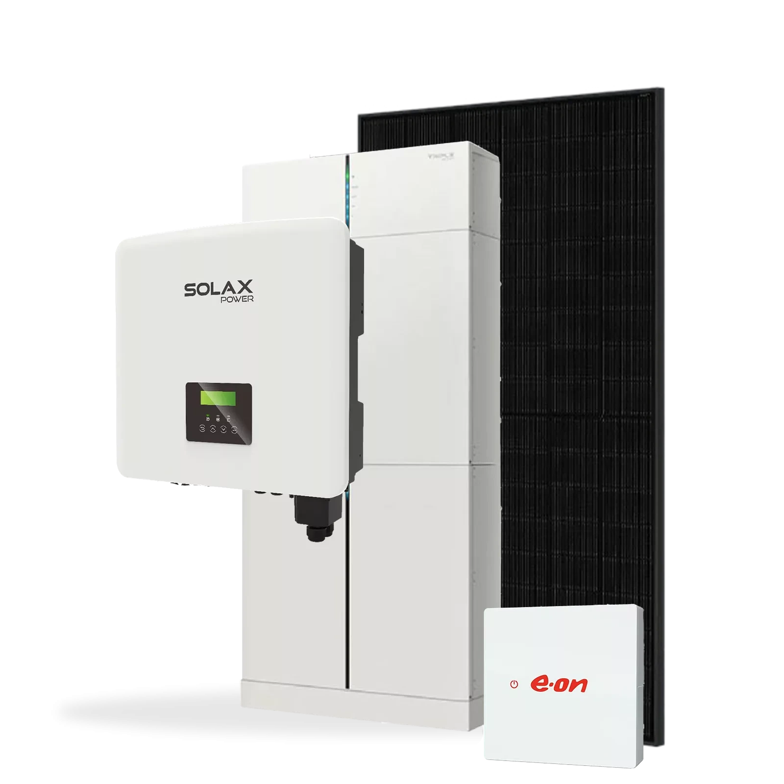 Solar-Komplettangebot Energy Hub Komplett mit ca. 4,05 kWp PV-Anlage

9x Ja Solar Full-Black Module

Speicher: Solax T-BAT H 6.0, erweiterbar

Solax Wechselrichter inklusive

E.ON Home Energiemanager 

5 Jahre Allgefahrenversicherung

30 Jahre Hersteller-Leistungsgarantie

10 Jahre deutsche E.ON Garantie (Leistung und Produkt)

Inkl. Beratung, Planung, Installations- und Gerüstkosten

Rechts mittig ein grüner button mit text: "ab 11.999€ Paketpreis inkl. Montage".