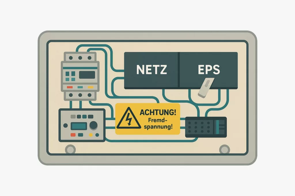 Ersatzstrombox mit Details und Verkabelung für komfortable Überbrückung.