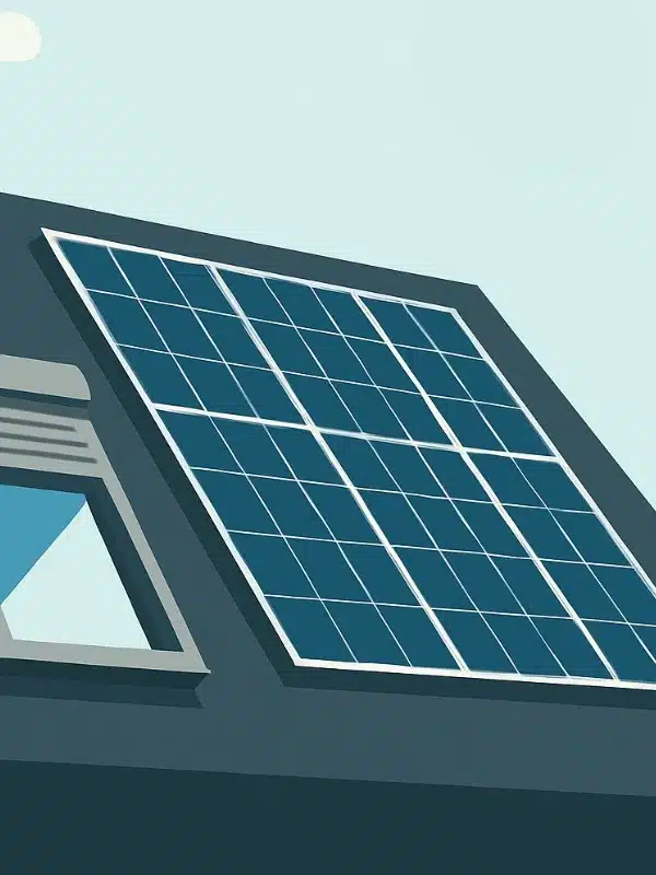 Dach mit Pv-Modulen in 2d Flatgrafik